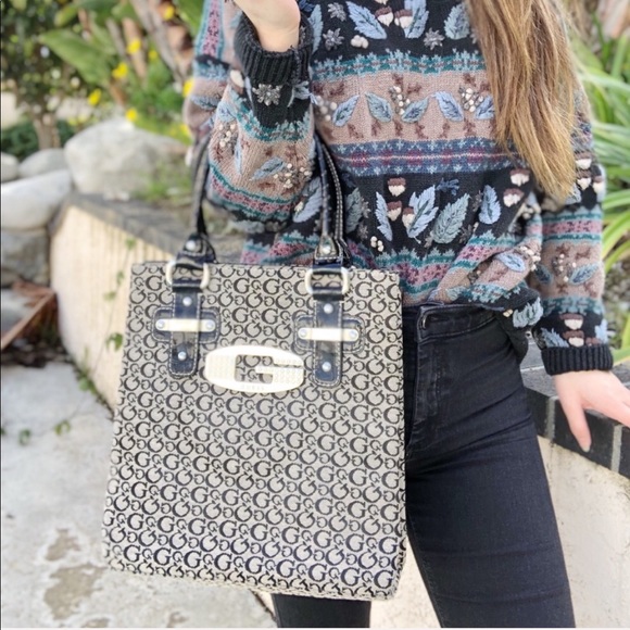 Guess Handbags - Guess vintage logo printed tote purse bag